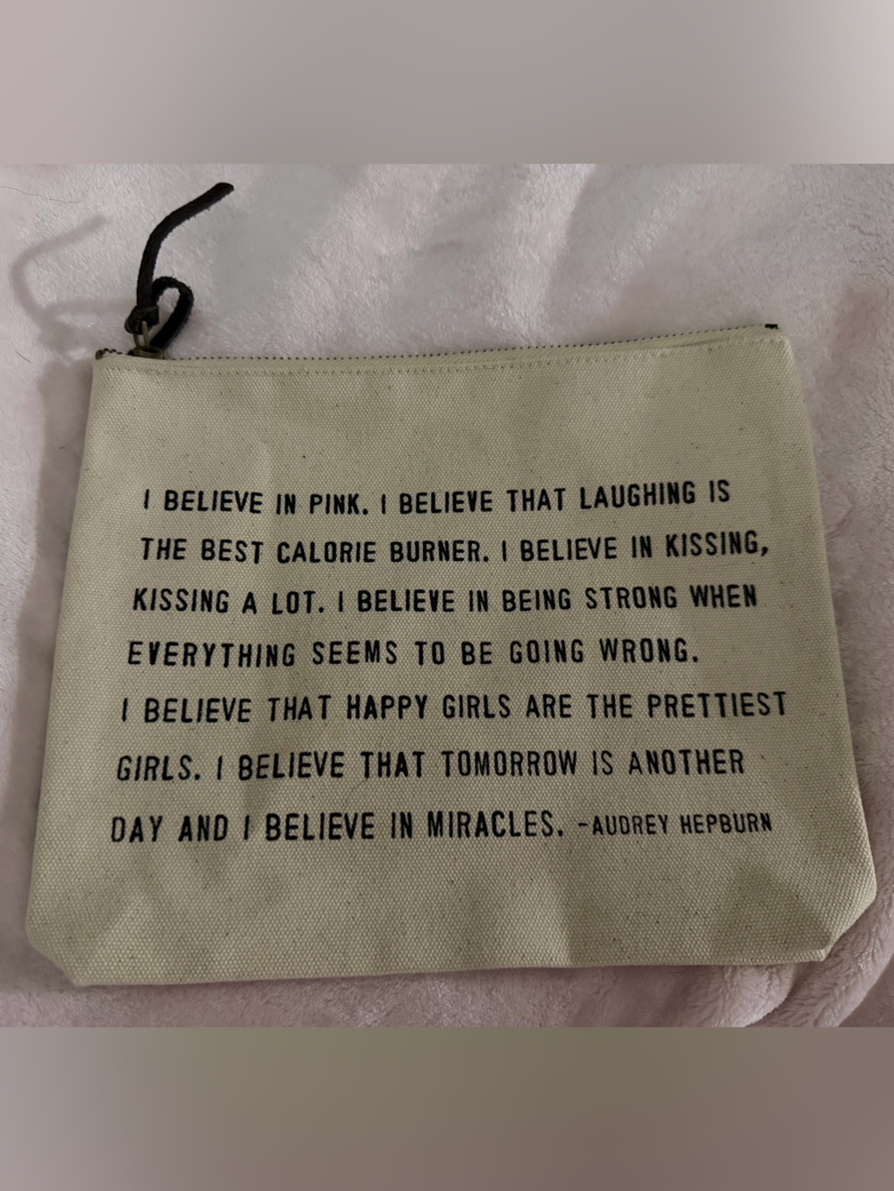 Sugarboo and Co Canvas Quote Cosmetic Pouch in Natural